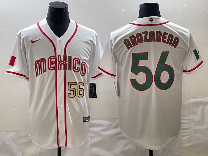 Men 2023 World Cub Mexico #56 Arozarena White green Nike MLB Jersey5->more jerseys->MLB Jersey